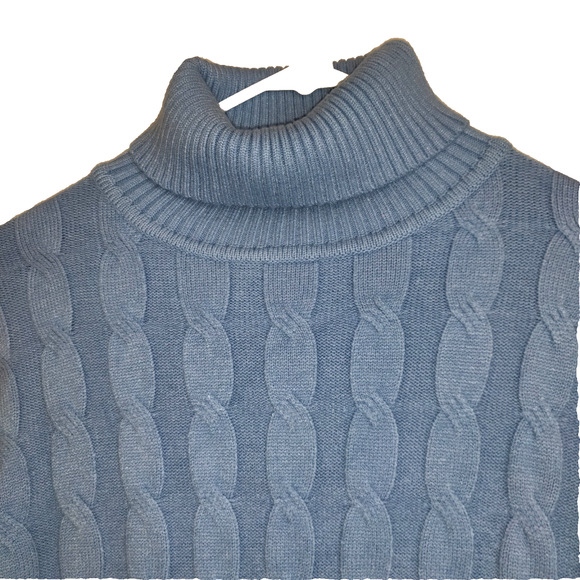 Coofandy Cable Knit Turtleneck Sweater Mens XXXL Periwinkle Blue Pullover Soft - Picture 4 of 16